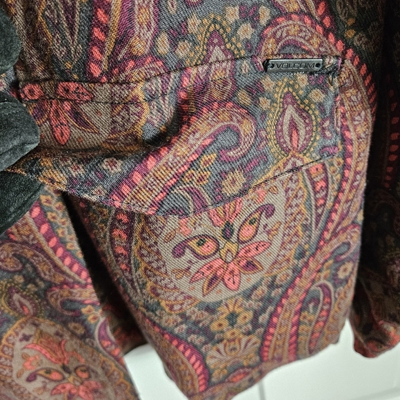 NEW! Volcom Multicolor Vinyl Club Paisley Blazer Size S - Picture 5 of 13